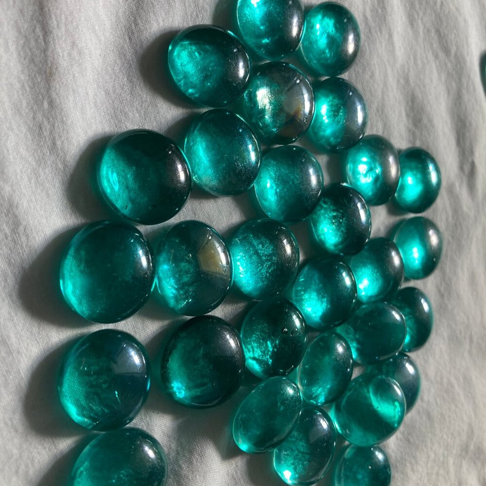 Turquoise Glass Round Pebbles for Mosaics, Crafts, or Home Decor